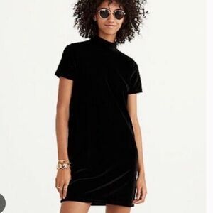 Madewell Black Velvet Turtleneck Dress